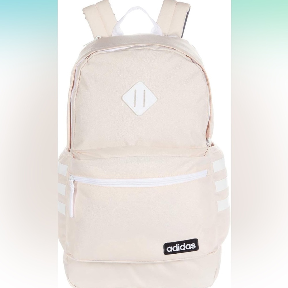 adidas Classic 3S Backpack, Pink Tint/White, One Size - light pink